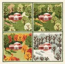 Size will vary according to depending on which aida cloth size you are using, the finished size of this image will vary. The Posy Collection Monticello Four Seasons Cross Stitch Kit 123stitch