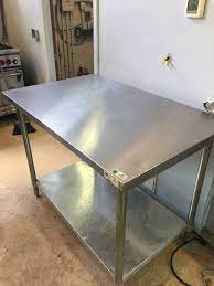 Includes stainless steel legs & shelf for storage. Stainless Steel Table John Boos Brand Complete Bakery Coffee Shop Auction Equip Bid