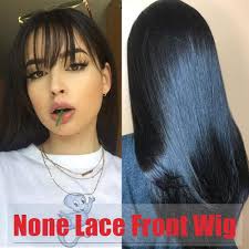 CONNIE Straight Human Hair Wig With Bangs 20 inch Brazilian Virgin Hair  Wigs 150% Density Glueless Machine Made Wigs for Black Women None Lace  Front Wigs Natural Color: Buy Online at Best