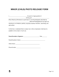 Free Minor Child Photo Release Form Word Pdf Eforms Free Fillable Forms Photography Release Form Consent Forms Kids Photos