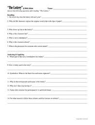 The Lottery By Shirley Jackson Unit With Hunger Games Comparison Shirley Jackson Guided Reading Questions Lottery