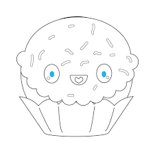 Disegno Di Cupcake Kawaii Decorato Da Colorare Disegni Da Colorare