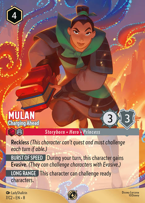 Mulan - Charging Ahead - Challenge Promo - Foil 7/C2 » Disney Lorcana Card Details + Review » Lorcana Player