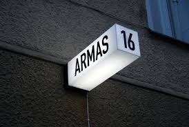 Black And White Sign Board Armas Signage Aleksi Hautamaki Black And White Blade Internal Illumination Lightbox Signage Exterior Signage Signage Display