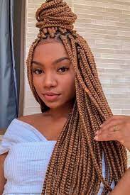 Protective Stylish Box Braids How To Do Style And Rock The Natural Hair Trend Individual Braids Hairstyles Box Braids Styling Brown Box Braids