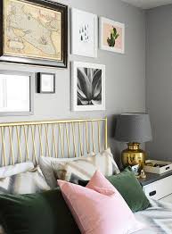 How To Add Pink To Your Home And Still Keep Your Guy Happy Subtle Pops Of Pink In Artwork And A Pink Throw Pil Green Bedroom Design Bedroom Green Gold Bedroom