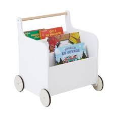 Chariot Bibliotheque A Roulettes Blanc Rangement Jouet Enfant Rangement Livre Enfant Rangement Jouet