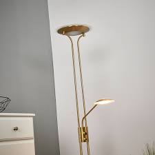 Holen sie sich jetzt sonderrabatt. Buromobel Led Deckenfluter Aras Mit Leselicht Messing Matt Lampenwelt Dimmer Stehlampe Buro Schreibwaren