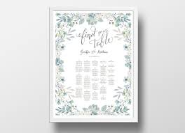 wedding seating chart poster diy editable powerpoint template rustic floral green