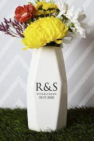 Personalized Geometric Vase Anniversary Gift Engagement Gift Wedding Gift Hostess Gift Or Housewarming Gift Modern Vase Wedding Gifts Wedding Vases Engagement Gifts