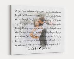 Faded Wedding Photo With Song Lyrics Wedding Vows Canvas Art Etsy Wedding Vows Canvas Wedding Mementos Wedding Vows