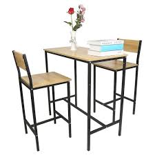 Javascript seem to be disabled in your browser. Laizere Lot De 3 1 Table 2 Chaise Pour Cuisine Table Haute Cuisine Style Contemporain Cdiscount Maison