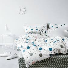 Black White Gray And Blue Large And Small Polka Dots Print Twin Full Size Teen Girls Cotton Bedding Sets Enjoybedding Com