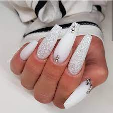 Pin By Amiaha Albright On Nails Long Acrylic Nails Coffin Glitter Nails Acrylic White Acrylic Nails