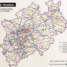 Check spelling or type a new query. Nordrhein Westfalen Postleitzahlenkarte 5 Stellig Plz 5 Vektorkarte Plz 2 Landkreise Autobahnen Gewasser Grebemaps B2b Kartenshop