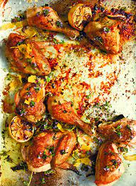 Chicken With Thyme And Lemon And Smashed Garlic Potatoes Chicken Dinner Recipes Chicken Recipes Poultry Recipes