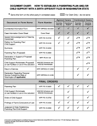 The forms in this packet may be used by parents that have a judgment of dissolution, judgments of separation, and unmarried parents who have obtained a judgment regarding custody, parenting time, and/or child support. Parenting Plan Forms Fill Online Printable Fillable Blank Pdffiller
