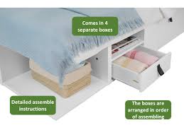 Memomad bali platform bed with drawers. Memomad Bali Storage Platform Bed With Drawers King Size Off White Amazon In Home Kitchen