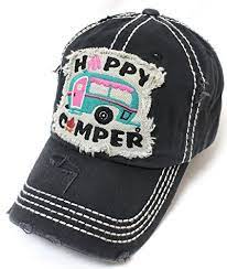 Women S Happy Camper Camp Fire Patch Embroidery Baseball Hat Caps N Vintage Baseball Hats Happy Camper Hat Hats