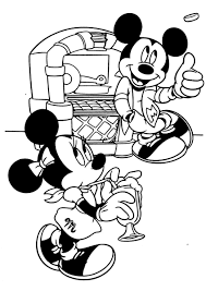 Mickey Getting Tunes Going From The Jukebox While Minnie Takes A Sip From Her G Mickey Mouse Coloring Pages Minnie Mouse Coloring Pages Birthday Coloring Pages