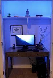 I Have A Small Room So I Turned My Closet Into A Desk Space Desk Computer Desk Setup Small Room