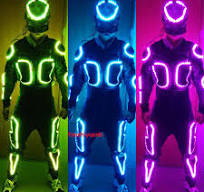 7 Colors LED Robot Mask Clothing Suit Light Rechargeable Remote Control  Costume