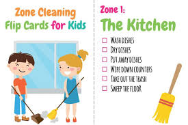 printable zone cleaning chore charts for kids