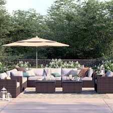 Fernando 11 Piece Sectional Seating Group With Cushions Conversation Set Patio Garden Patio Furniture Patio