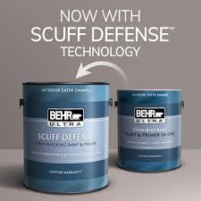 Water based paints & glazes. Behr Ultra 1 Gal 130e 1 Glaze White Extra Durable Satin Enamel Interior Paint Primer 775001 The Home Depot