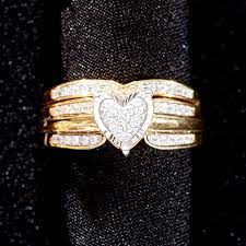 Womens Loveblooms 10kt Yellow Gold 1 4ctw Heart Bridal Set Boscov S