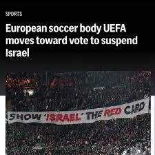 Omar - Russia was banned from FIFA/UEFA in 2022 for the invasion of  Ukraine, but Israel is yet to be banned. Those double standards are coming  to an end. | Facebook