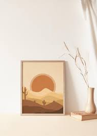 Desert Print Landscape Art Southwestern Decor Orange Sun Etsy Painting Art Projects Abstract Wall Art Abstract