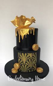 Art Deco Black And Gold Drip Cake Black And Gold Cake Black And Gold Cake Gold Cake Gold Macarons