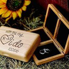 I Do Personalized Hinged Wood His Hers Wedding Ring Box Alianzas Boda Libreros De Madera