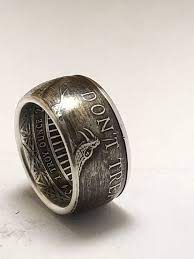 Don T Tread On Me Coin Ring Antiqued 999 Pure Silver Men S Coin Ring Size 8 16 Coin Ring Silver Coin Ring Rings For Men