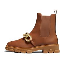 Michael Kors Scarlett Boots In Leather With Gold Chain Woman Luggage Mascheroni Store