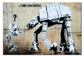 At first i made a stencil to create this piece, painted the stencil instead of spray, then photo scanned the picture to my computer were i then edited and changed the piece to this point. Canvas Painting I Am Your Father By Banksy Street Art Canvas Prints