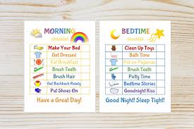 Kids Morning Bedtime Checklist Printable Chore Chart Kid