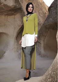4042 Jenya Tesettur Tunik Yesil Musluman Modasi Islami Moda Moda Stilleri