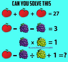 Solve This Puzzle Containing Fruits Its A Healthy Puzzle Solve It Or Make A Fruit Salad From It Taken From Ht Maths Puzzles Math Logic Puzzles Brain Teasers