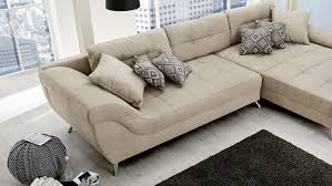 The brown leather shows a beautiful patina. Wohnlandschaft San Francisco Sofa Ecksofa Polstersofa In Beige