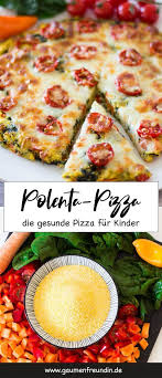 Polenta Pizza Mit Tomaten Und Spinat Ein Schnelles Rezept Fur Kinder Rezept Polenta Pizza Gesunde Rezepte Polenta