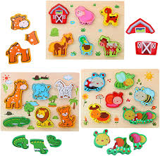 Travel to a sunny farm and discover different animals such as a cow, chicken, horse, and much more. Wooden Animal Jigsaw Puzzle Set For Toddlers 3 Pack Wooden Puzzle With Farm Forest Animals Insects Fine Motor Skill Preschool Educational Montessori Game Toys For 3 4 5 6 Years Old Boys Girls Toys Games Amazon Com