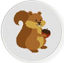 Modern counted cross stitch hand embroidery kit cute squirrel | etsy. Squirrel Cross Stitch Pattern Cross Stitch Cross Stitching Cross Stitch Patterns