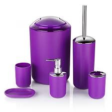 Get 5% in rewards with club o! Zuvo 6 Pcs Plastic Bathroom Accessory Set Bath Accessories Bath Set Lotion Bottles Toothbrush Holder Tooth Mug Soap Dish Toilet Brush Trash Can Rubbish Bin Purple Buy Online In Antigua And Barbuda