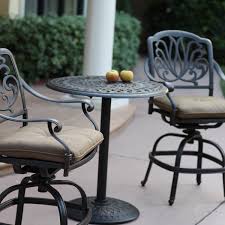 Darlee Elisabeth 3 Piece Cast Aluminum Patio Counter Height Patio Bar Set With Swivel Bar Stools Bbqguys Outdoor Bar Stools Patio Bar Set Patio Furniture Collection