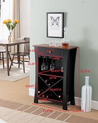 Kings brand furniture wine rack. Kings Brand Hiland Bar Cabinet Wine Storage With Glass Holders Drawer Black Black