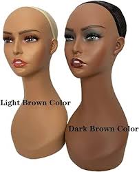 Voloria Realistic Female Mannequin Head Manikin PVC Head Bust Wig Model  Head Stand with Makeup for Wigs,Hats,Sunglasses,Necklace,Jewelry (Dark  Brown Color) : Amazon.ae: Beauty