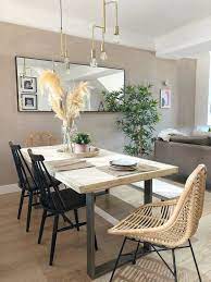 Reclaimed Diagonal Industrial Scaffold Dining Table In 2021 Dining Table With Bench Dining Room Industrial Scandinavian Dining Table