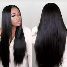 Black Fashion Casual Solid Long Straight Hair Wigs In 2021 Long Black Wig Human Hair Wigs Wig Hairstyles